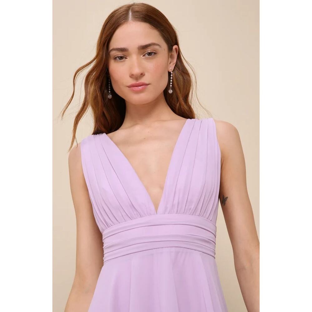 Lulus Amazing Evening Maxi Dress Women's Medium Lavender Tiered Chiffon NWT - Picture 3 of 12